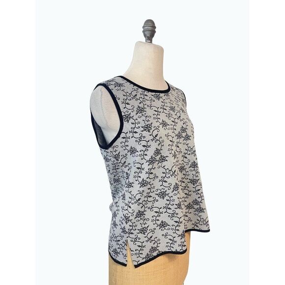 Exclusively Misook Sleeveless Gray Black floral Top Large - Picture 2 of 5